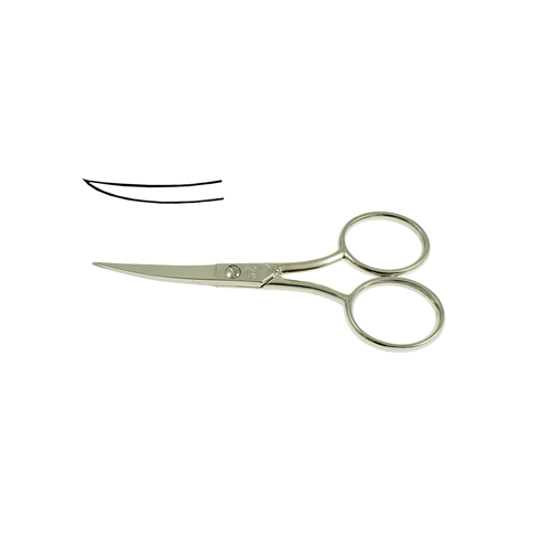 Embroidery Scissors 11.4cm (4-1/2"), Curved Blades, Wide Ring - Made in Italy (FENNEK)