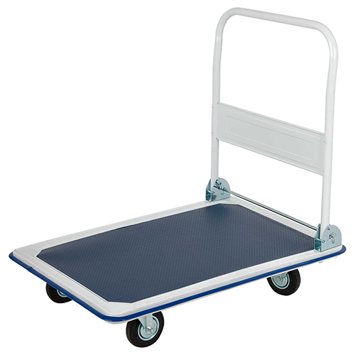 Carrinho Plataforma com Alça Dobrável – 48 x 74 x 9 cm (H), Capacidade 150 kg, Superfície Antiderrapante, 4 Rodas (2 Giratórias)
