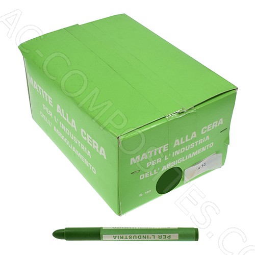 Green Wax Tailor’s Pencil # A/51 (100 Pcs/Box) - Made in Italy