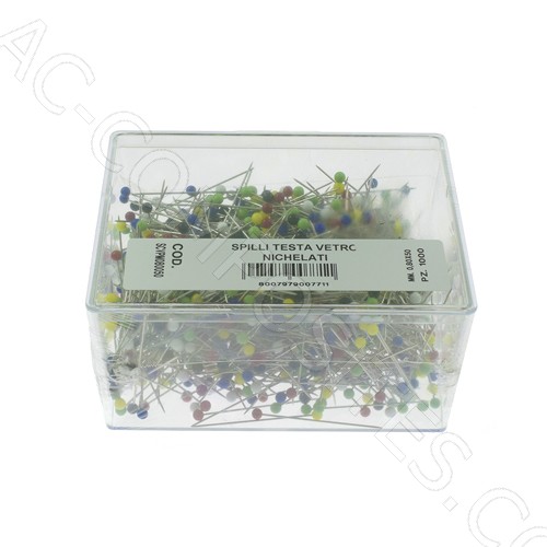 Glasnadel 50mm - Ø 0,8mm (Vernickelter Stahl) für Bügelpressen - Made in Italy (1.000 Stk)