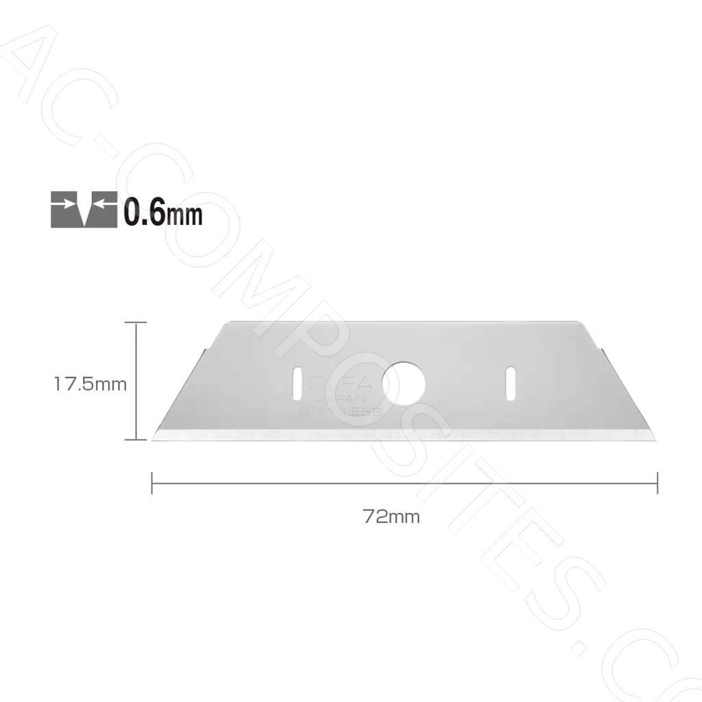 Stainless Steel Blades of Safety Knives (10 Pcs) 17,5 mm #  SKB-2S/10B (OLFA)