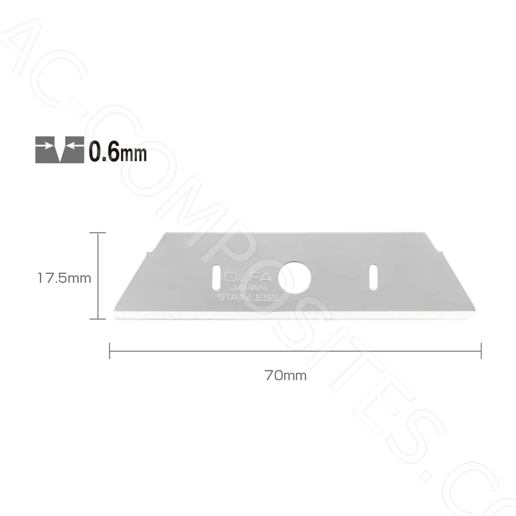 Rounded-tip Stainless Steel Blades 17,5 mm (10 Pcs) #  SKB-2S-R/10B (OLFA)