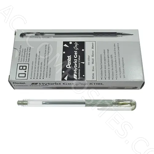 K118 White Gel Roller Pen Ø 0,8 mm (12 Pcs) (PENTEL)
