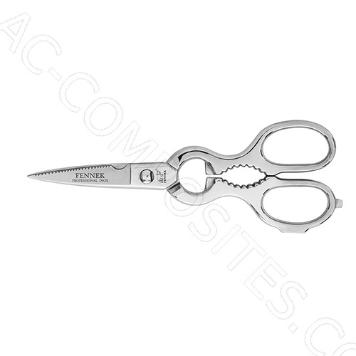Stainless Steel Kitchen Scissors, 21cm  (8.27 inches), Separable for Easy Cleaning # 214SM FENNEK (Made in Italy)