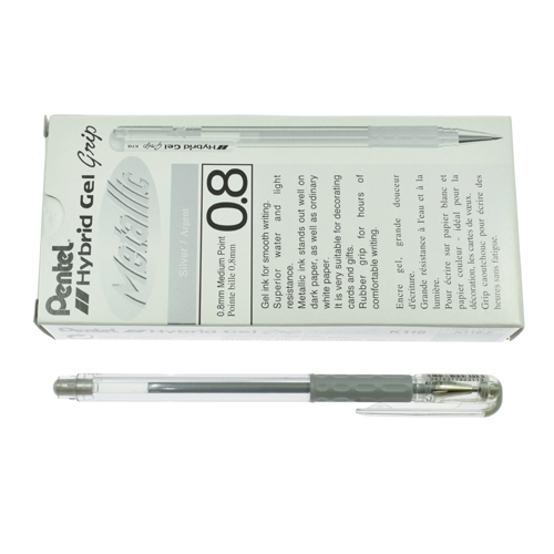 Silver Gel Roller Pen Ø 0,8 mm (BOX 12 PZ) (PENTEL)