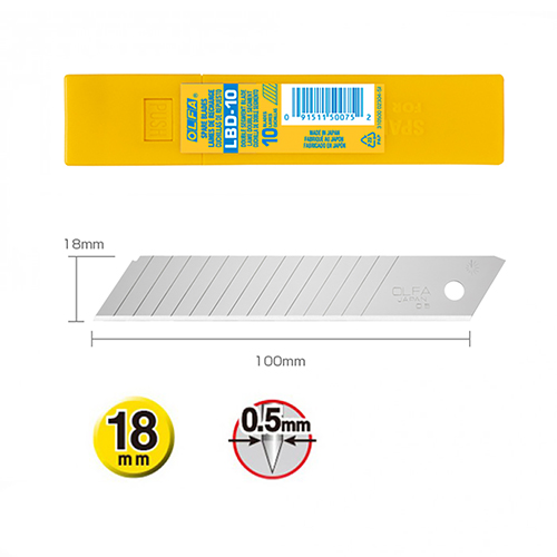 LBD-10 (OLFA) | 18mm Double Segments Heavy-Duty Blades (10 Pcs)