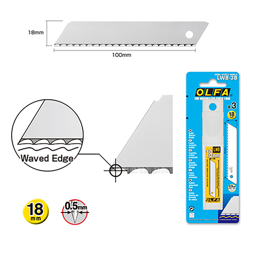 LWB-3B (OLFA) | 18 mm Wavy Spare Blades (3 Pcs)