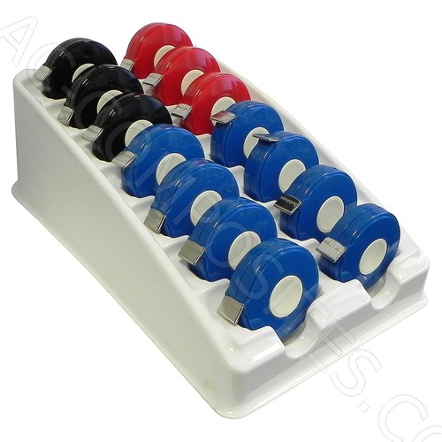 [B108/DISP] Set of 14 Retractable Tailor's Tape Measures RONDO + Display, Assorted Colors