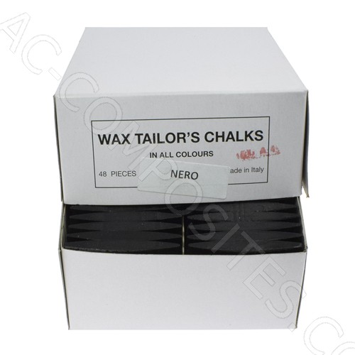 [B133/5] Tailor's Wax Chalks - BLACK - (48 pcs) - Made in Italy