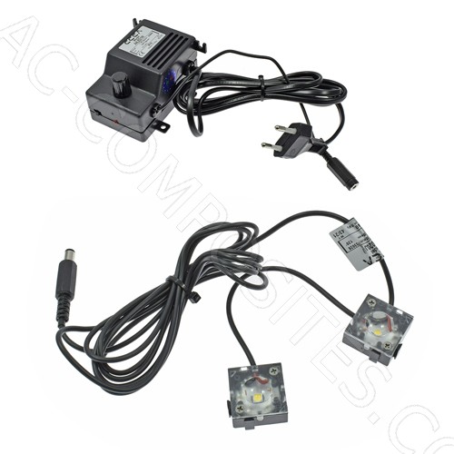 [216/K5] FARETTO LED 2x1W MAGENTICO CON ALIMENTATORE DIMMERABILE # K5LED1W (CCEA)