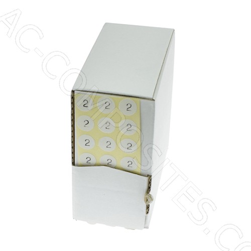 [B398/2] ETICHETTA ADESIVA DIAM.1 CM CON TAGLIA "2" (5000 PZ)