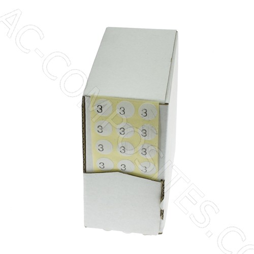 [B398/3] ETICHETTA ADESIVA DIAM.1 CM CON TAGLIA "3" (5000 PZ)
