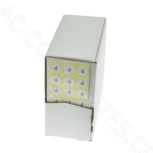 [B398/4] ETICHETTA ADESIVA DIAM.1 CM CON TAGLIA "4" (5000 PZ)