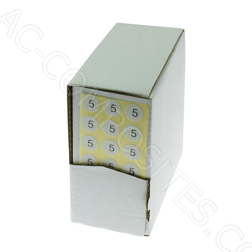 [B398/5] ETICHETTA ADESIVA DIAM.1 CM CON TAGLIA "5" (5000 PZ)