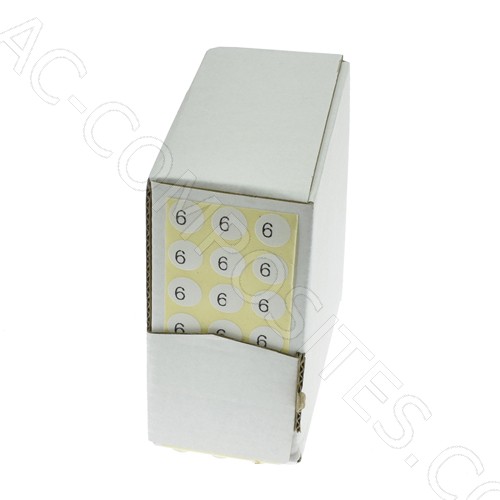 [B398/6] ETICHETTA ADESIVA DIAM.1 CM CON TAGLIA "6" (5000 PZ)