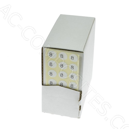 [B398/8] ETICHETTA ADESIVA DIAM.1 CM CON TAGLIA "8" (5000 PZ)