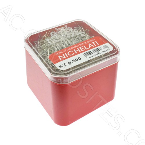 [B4/7A] 0.6x32mm - No. 7 - Nickel-Plated Steel Pins (500g) - Made in Italy
