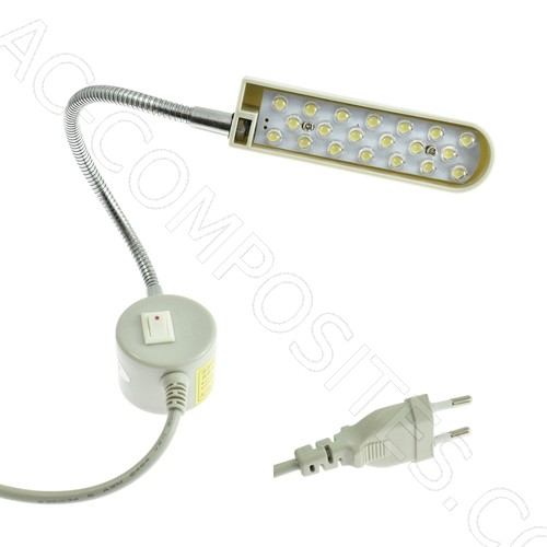 [276/S] Lámpara Magnética 20 LED (2W) para Maquinas De Coser, con Transformador y Enchufe 220V # 820MP
