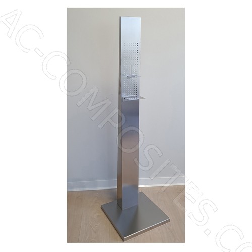 [18178] Totem Acciaio Inox con Supporto per Erogatore Gel Igienizzante