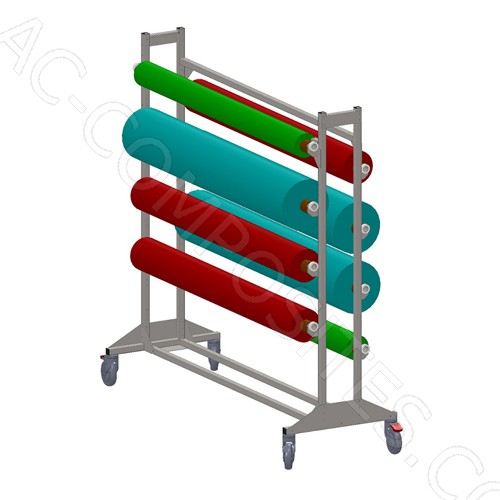 [22000] Cărucior pentru Role 170 cm (L) x 170 cm (Î) x 60 cm (l) pentru Țesături și Salpa (Made in Italy)