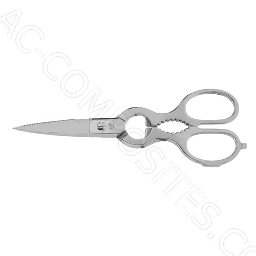 [C607] Stainless Steel Kitchen Scissors, 21 cm FENNEK (Made in Italy) # 214ST