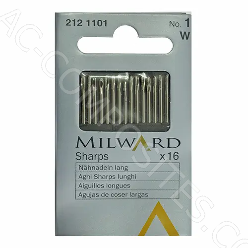 [B831/1] Aghi a Mano Sharps lunghi "MILWARD" N. 1 (16 PZ) - Misura 1,02x48,5 # 212 1101