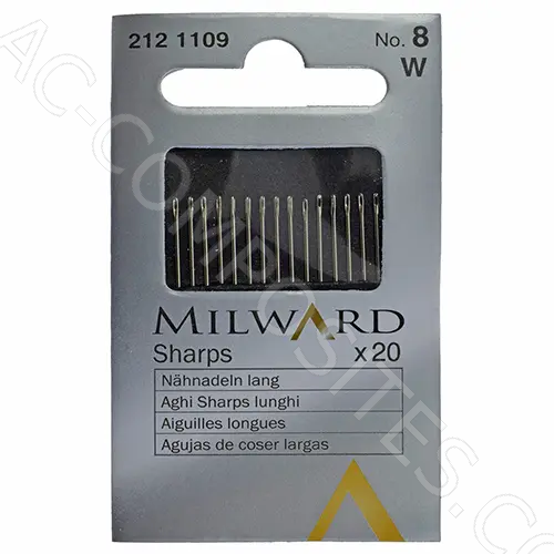 [B831/8] Aghi a Mano Sharps lunghi "MILWARD" N. 8 (20 PZ) - Misura  0,61x35 mm # 212 1109