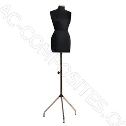 Black Female Mannequin Size 40 - Wood Cap - Adjustable Tripod Base