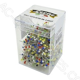 Alfileres Niquelados Ø 0,6x30 mm con Cabeza de Vidrio de Color (Paq. 1000 pzs.) - Made in Italy