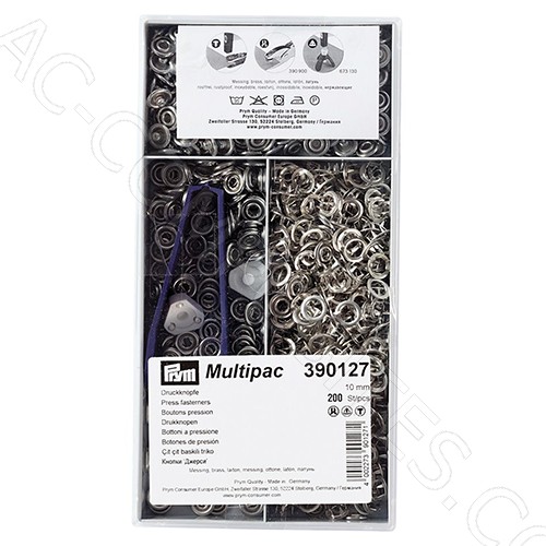 [27497] Ø 10mm Jersey Press Fasteners with Retaining Ring, Ideal for Lighter and Stretch Fabrics Prym (200pcs) # 390127