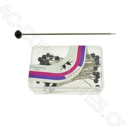 Nickel-Plated Pins Ø 0.6x32 mm with Black Glass Head (Pack of 50 pcs.)
