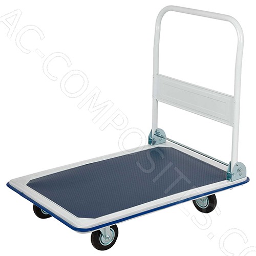 [28767] Chariot à Plateforme avec Poignée Pliable – 48 x 74 x 9 cm (H), Capacité 150 kg, Surface Antidérapante, 4 Roues (2 Pivotantes)