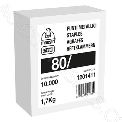 [28779] 80/16 MAESTRI | Agrafes Métalliques Galvanisées pour Agrafeuses Manuelles et Électriques – 13x16mm (Paquet de 10.000)