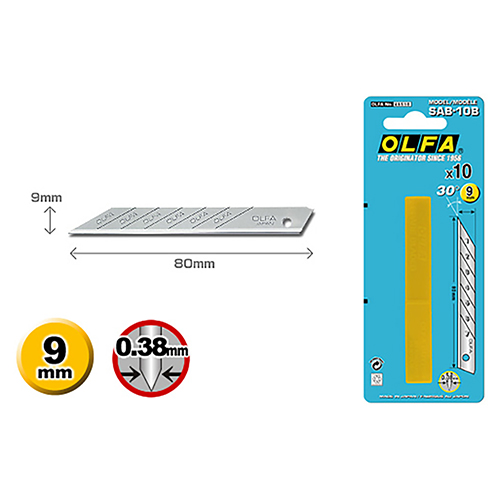 [B923/10B] 10 Spare Blades 9mm in Blister # SAB-10B (A1160B) (OLFA)