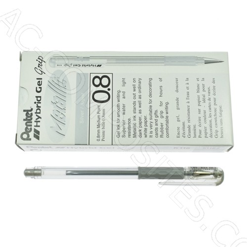 [B330/2] Silver Gel Roller Pen Ø 0,8 mm (12 Pcs) (PENTEL)