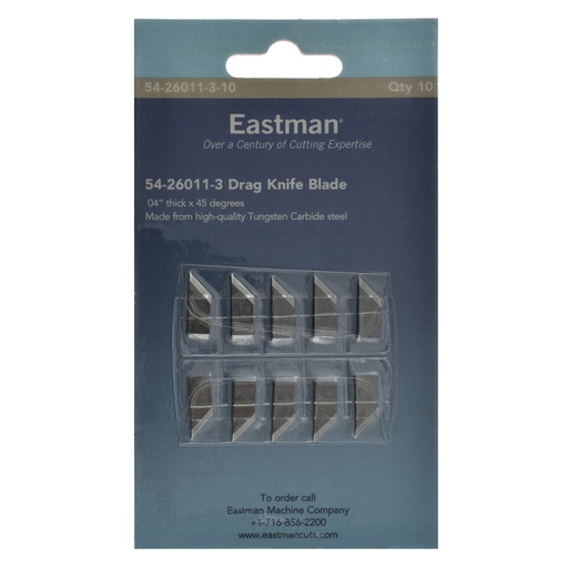 [EA:54-26011-3-10] 0,04” thick x 45 degree drag knife - Tungsten carbide steel, 10 pack - Eastman