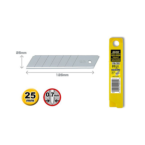 [B945/20] HB-20 (OLFA) | 25mm Extra Heavy-Duty Spare Blades (20 Pcs)